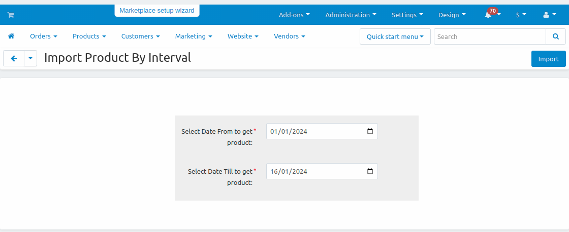 manually import products within date intervals