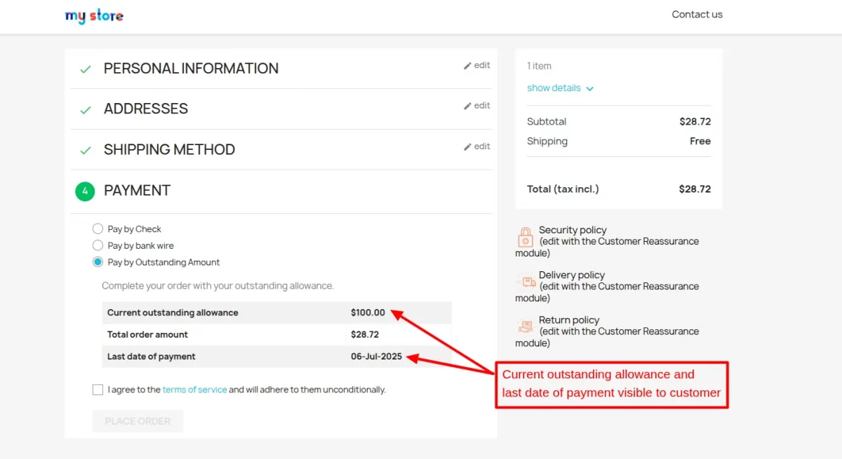 current outstanding allowance