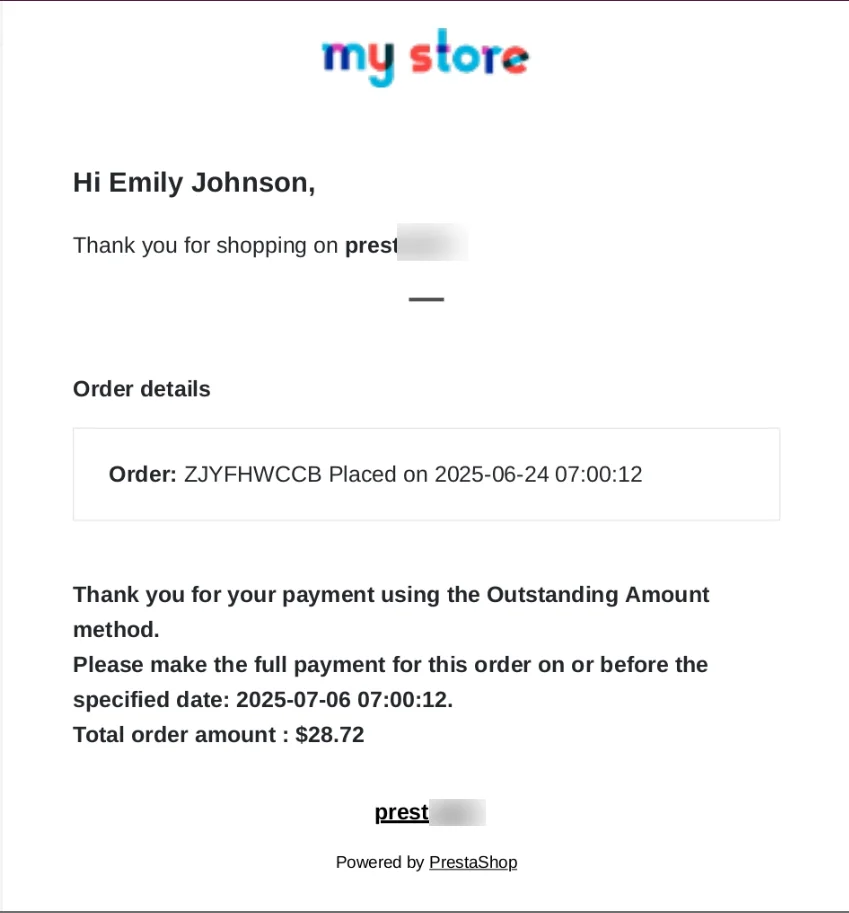 outstanding payment email