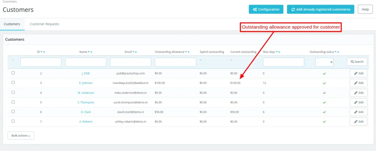 outstanding allowance approved