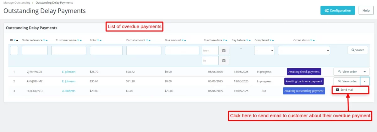 outstanding delay payments