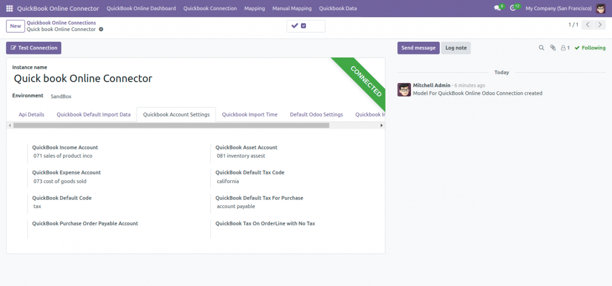 quickbook account setting.