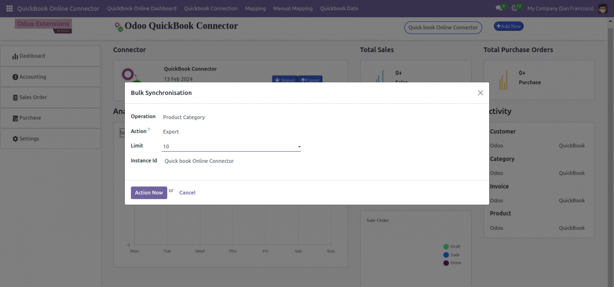 odoo quickbook online connector bulk synchronization 