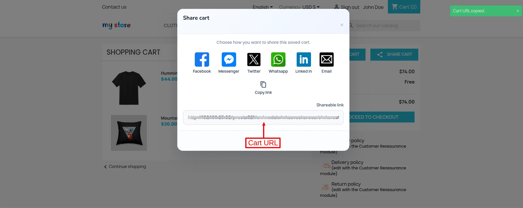 cart url