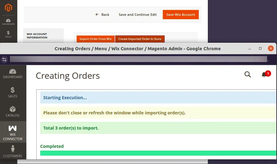 create imported orders