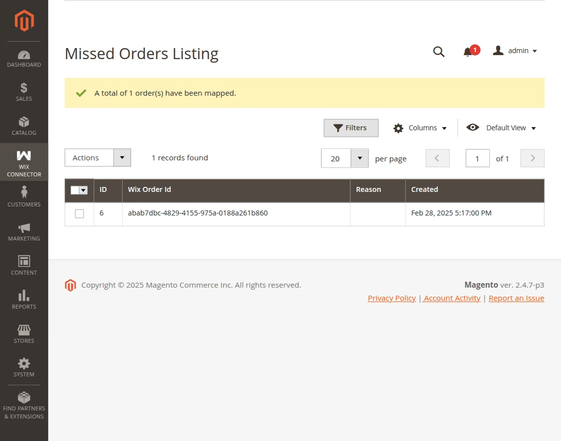 missed order mapped