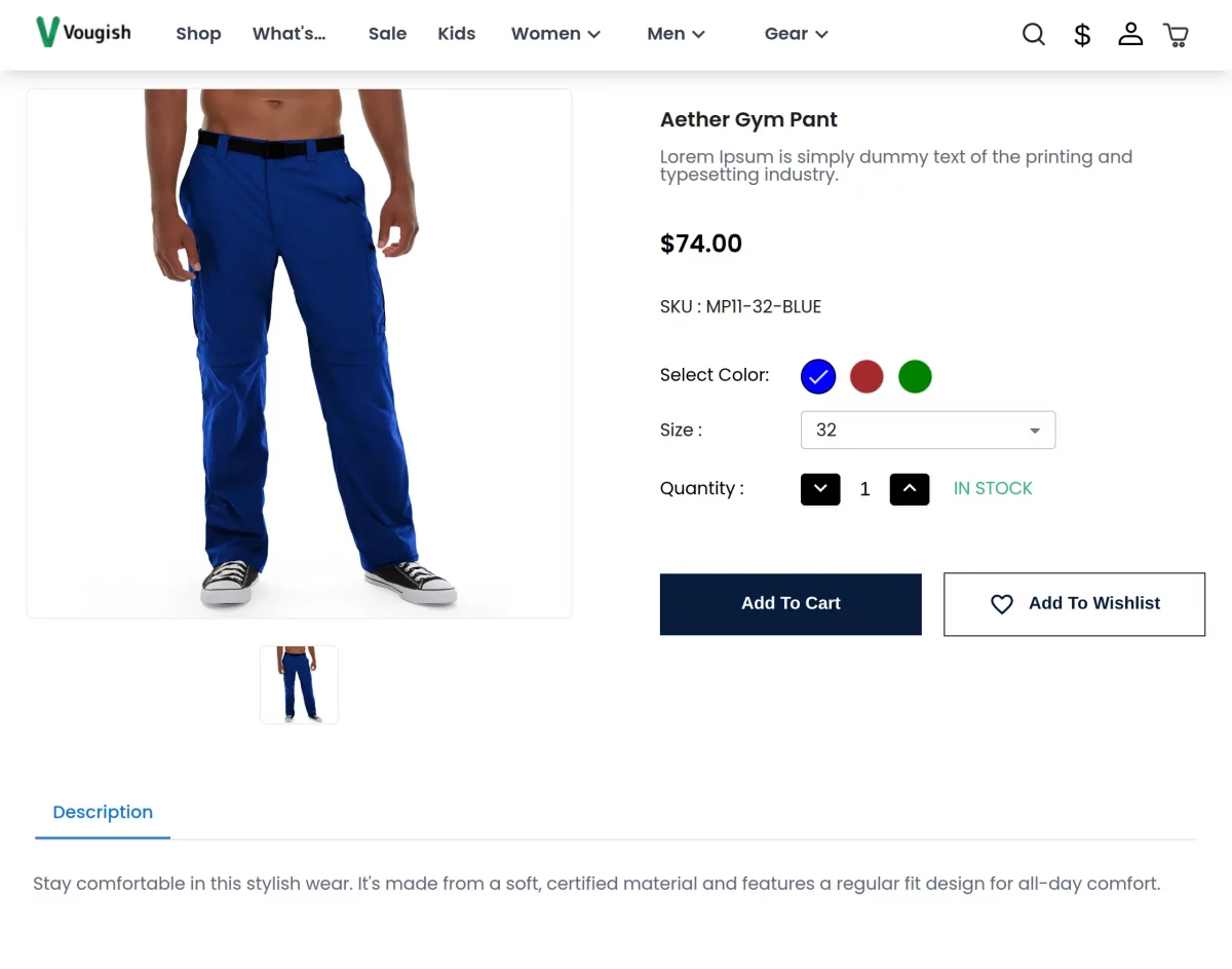 product-page and description