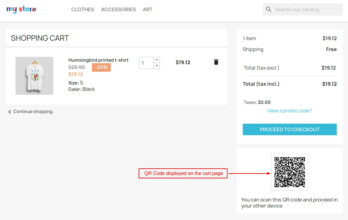 QR code on cart page