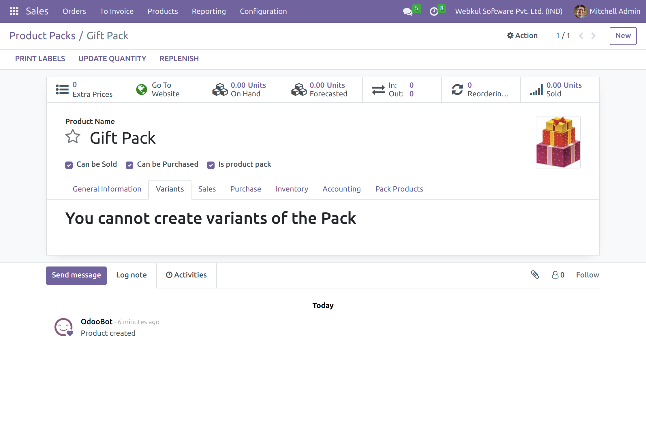 cannot create variants of the pack