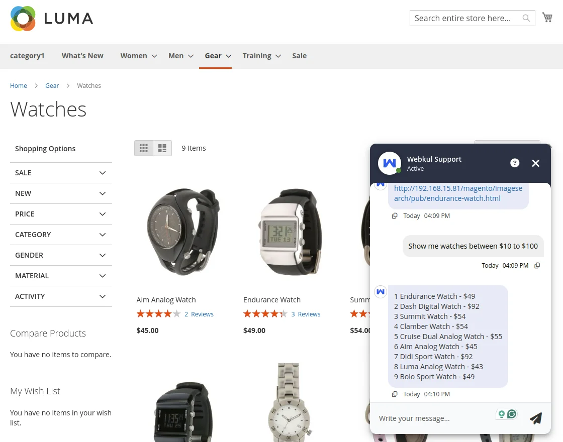 Magento e-commerce AI Chatbot