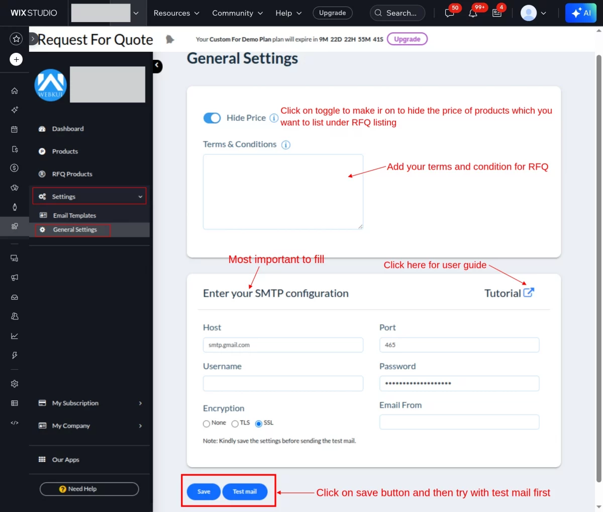 app settings
