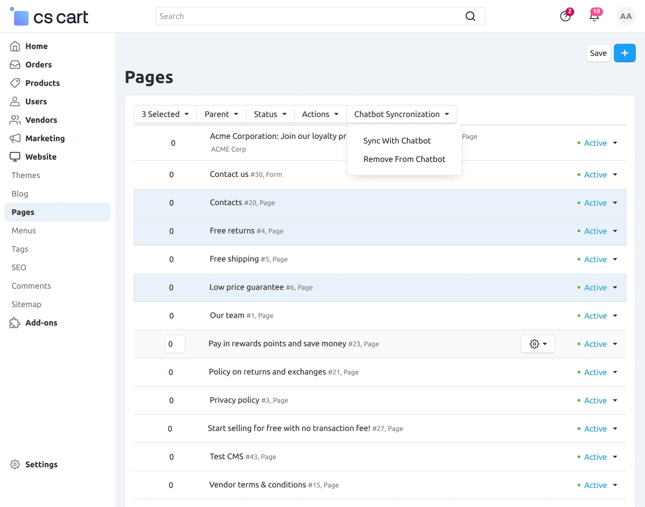 multiple cms page sync