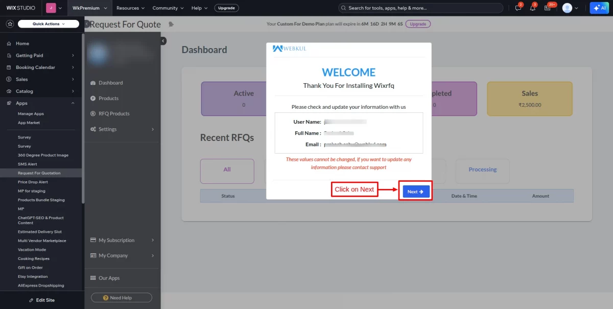 welcome dashboard