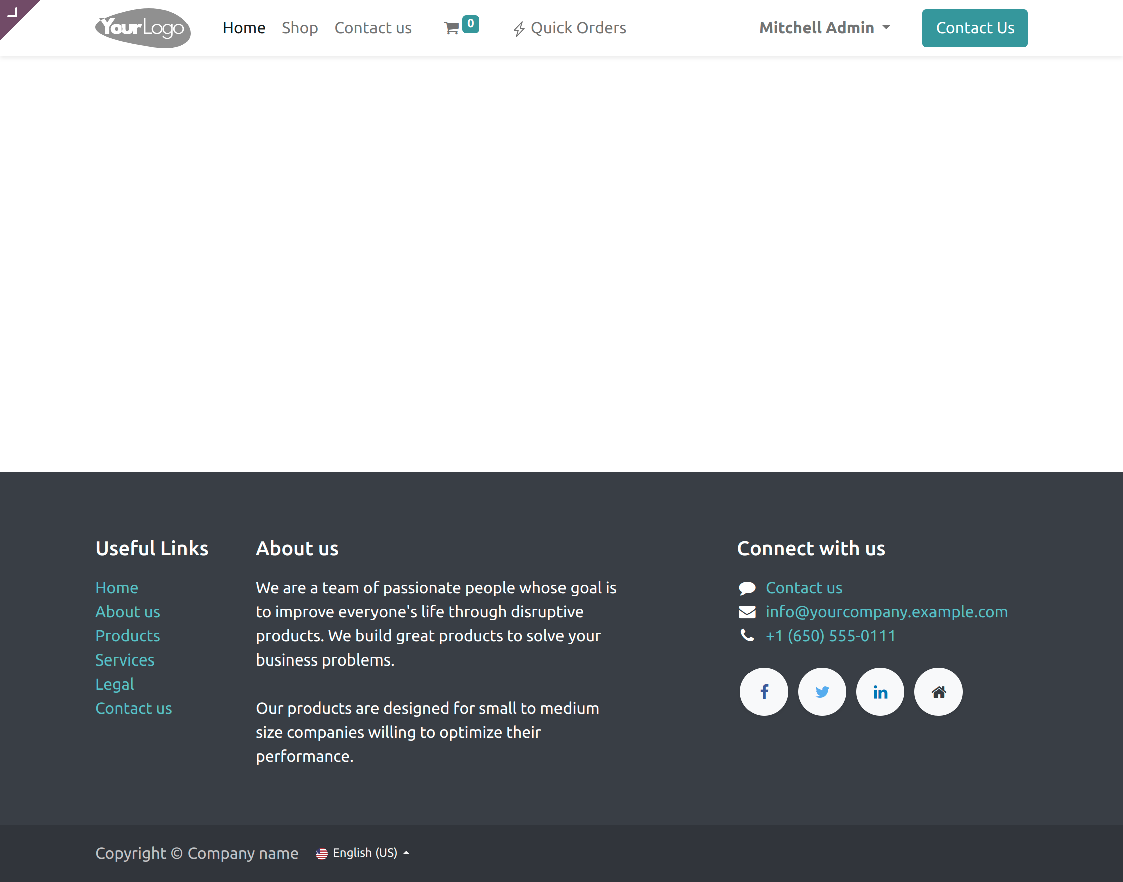 Quick order menu on the website frontend.