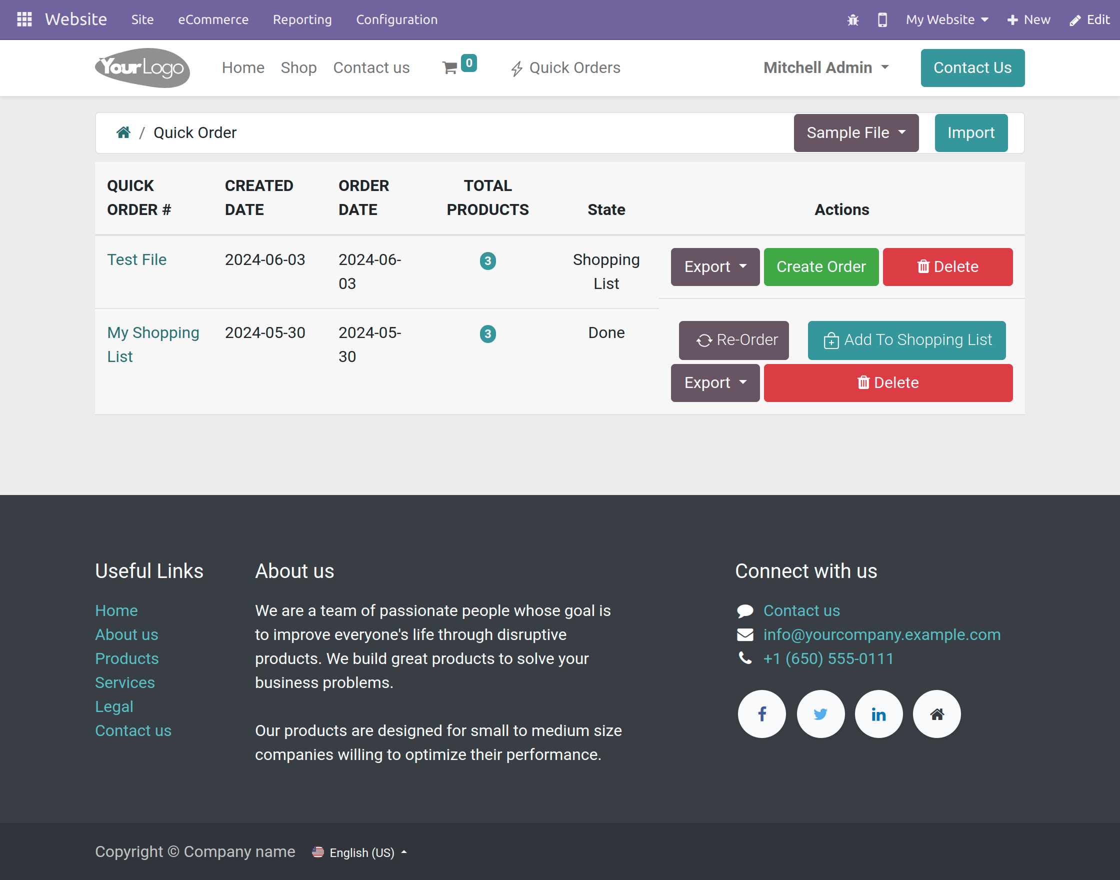 click on create order to add all the products to the cart