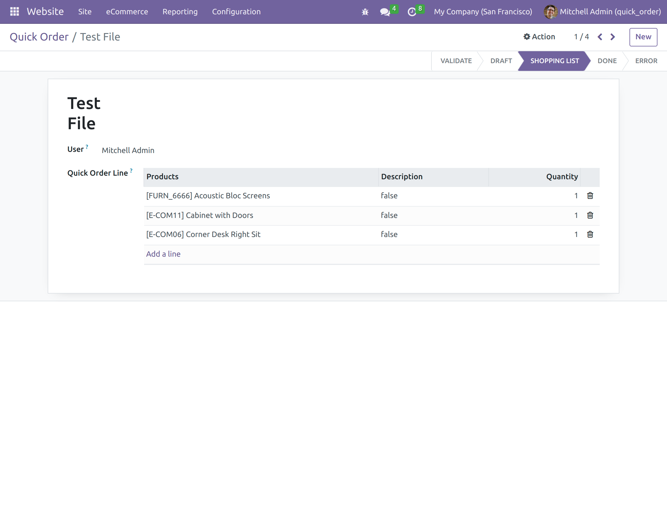 individual quick order