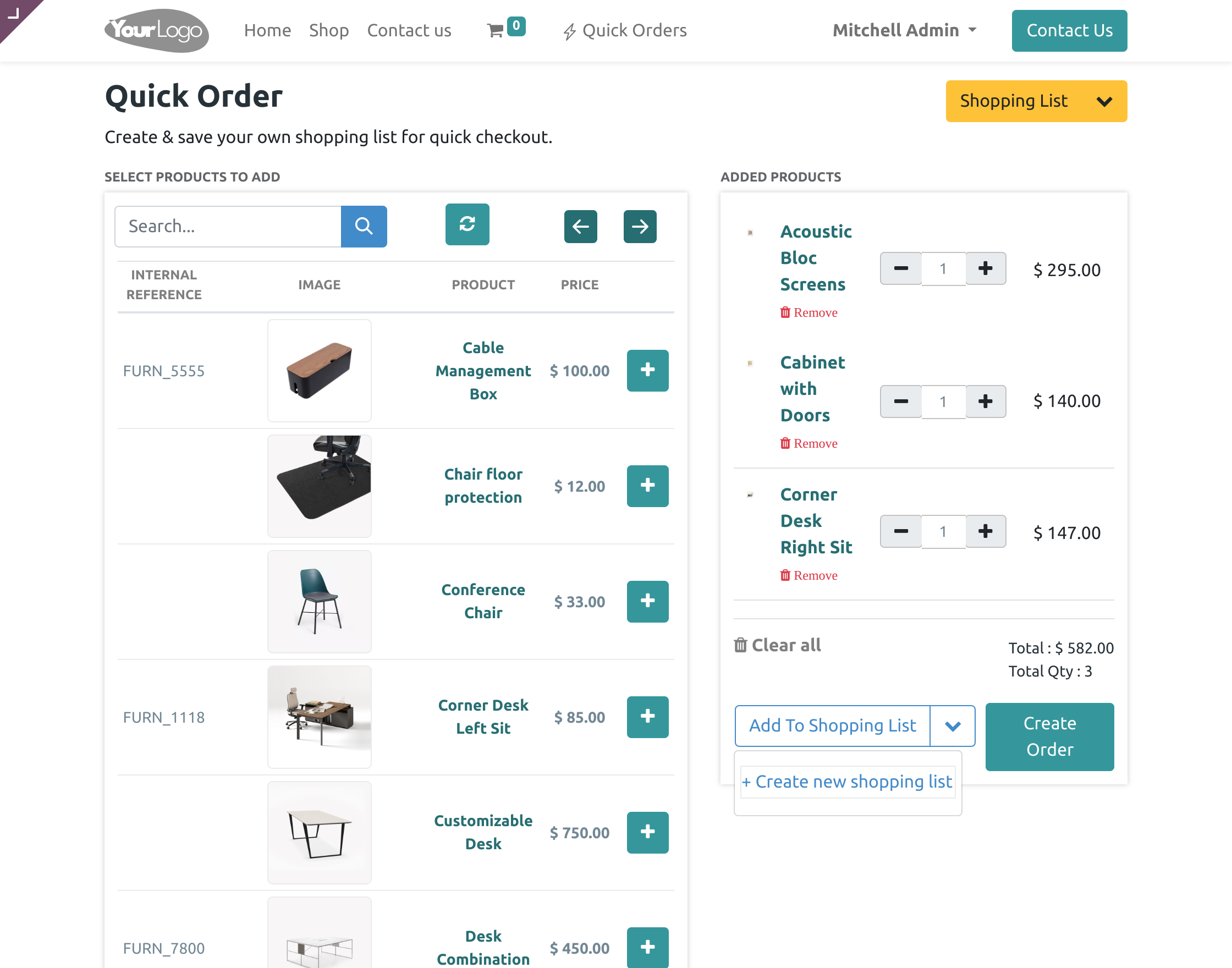 create a new shopping list