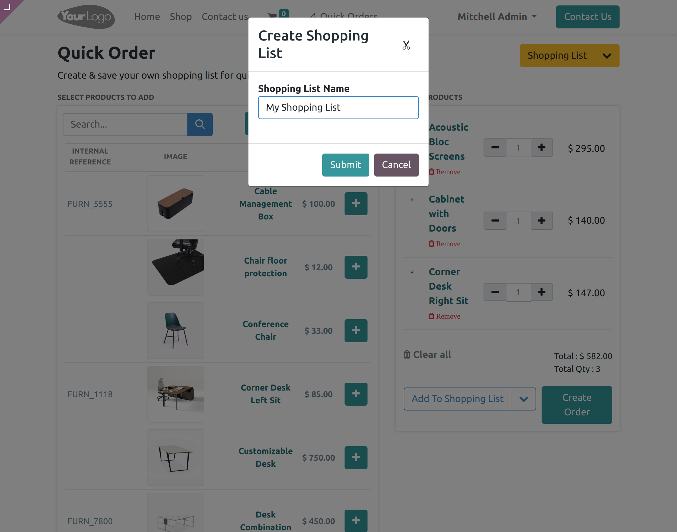 Fill the name of the shopping list