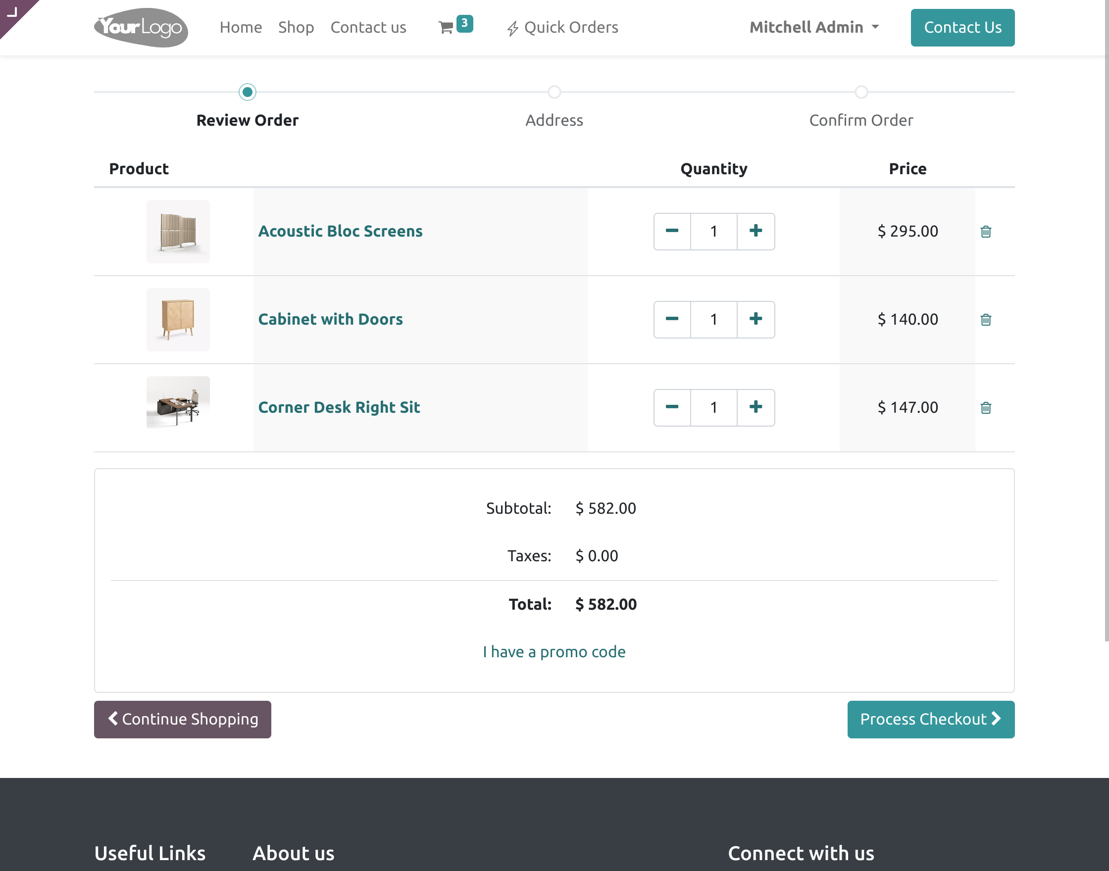 process checkout after clicking create order.