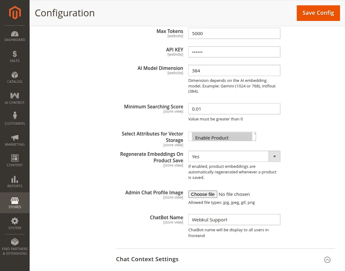 Configuration chatbot 