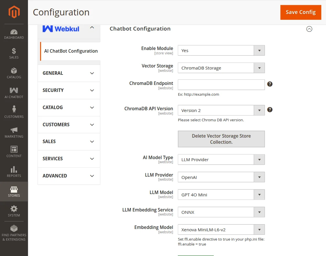 Configuration chatbot 