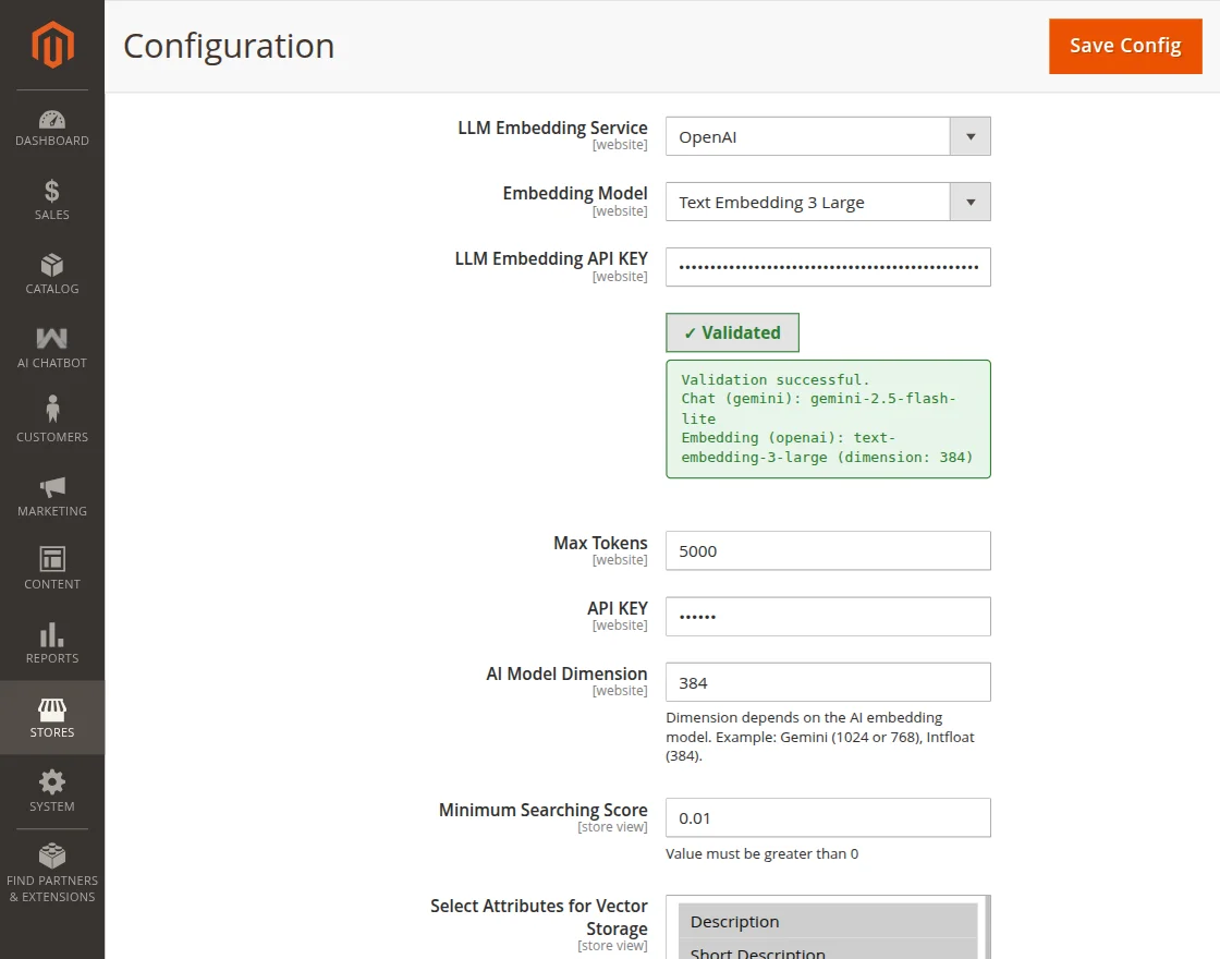 openai embeddings configurations