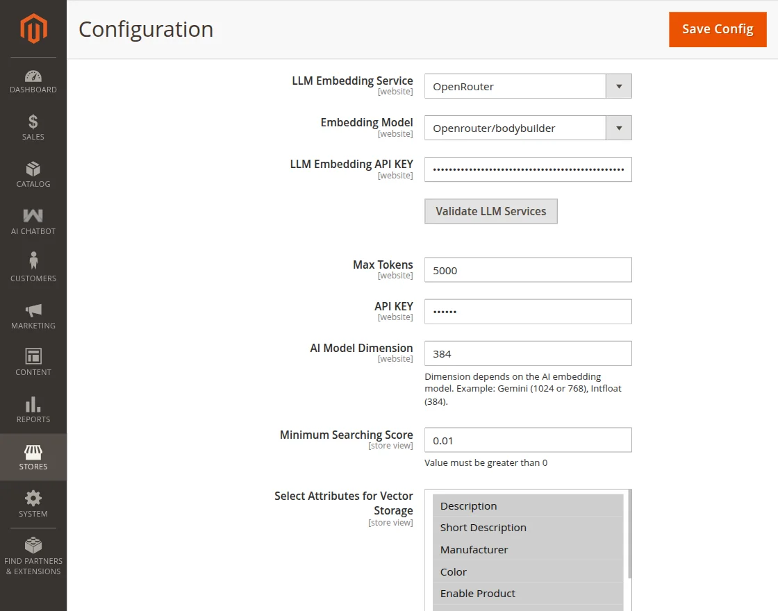 openrouter embeddings configurations