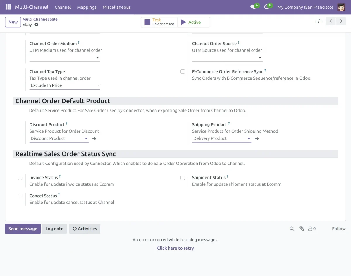 Channel Order Default Product