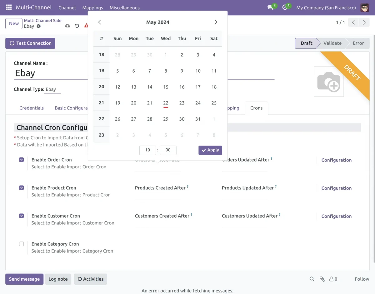 Channel Cron Configuration