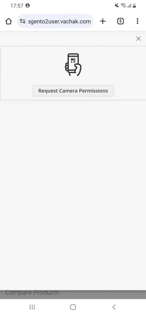 adobe commerce scan and go request camera permission