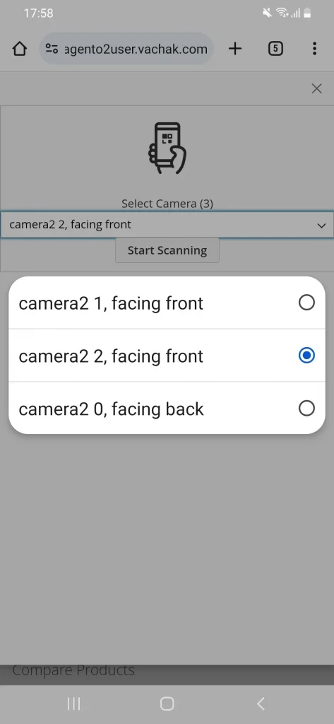 magento 2 scan and go select camera