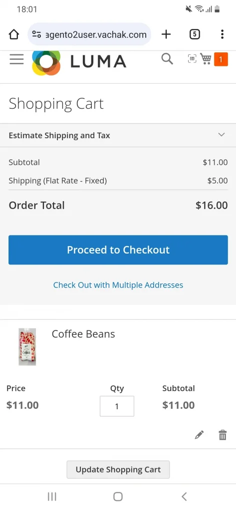 magento 2 scan and go cart page