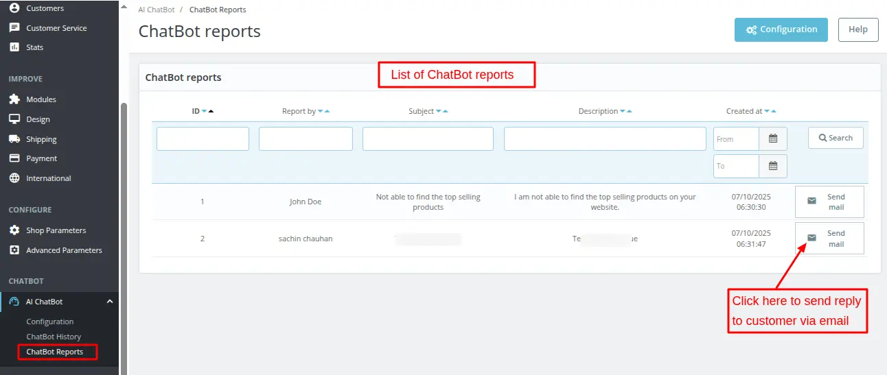 chatbot reports