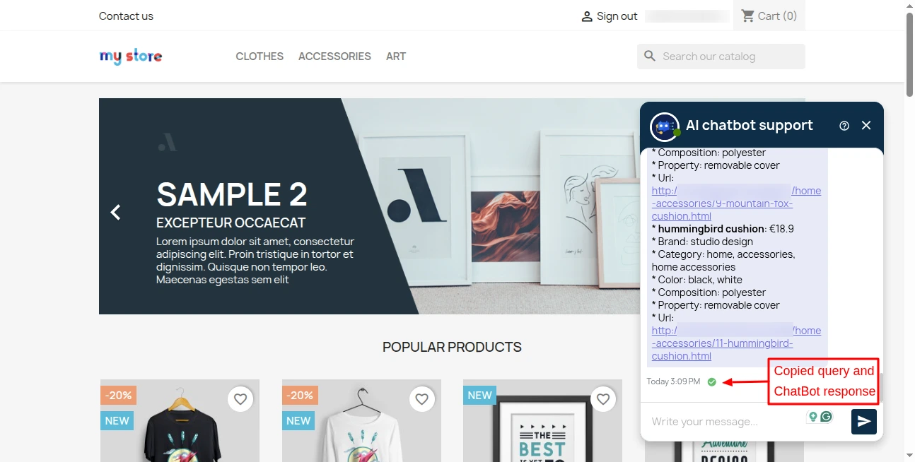 copy chatbot response