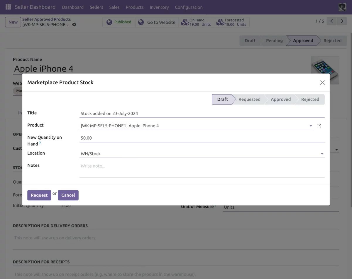 set the quantity and hit request