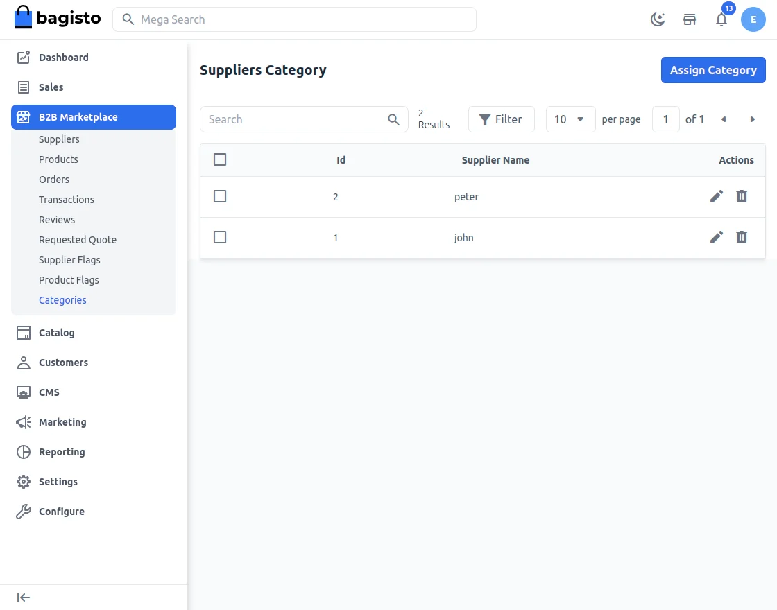  assign the product categories 
