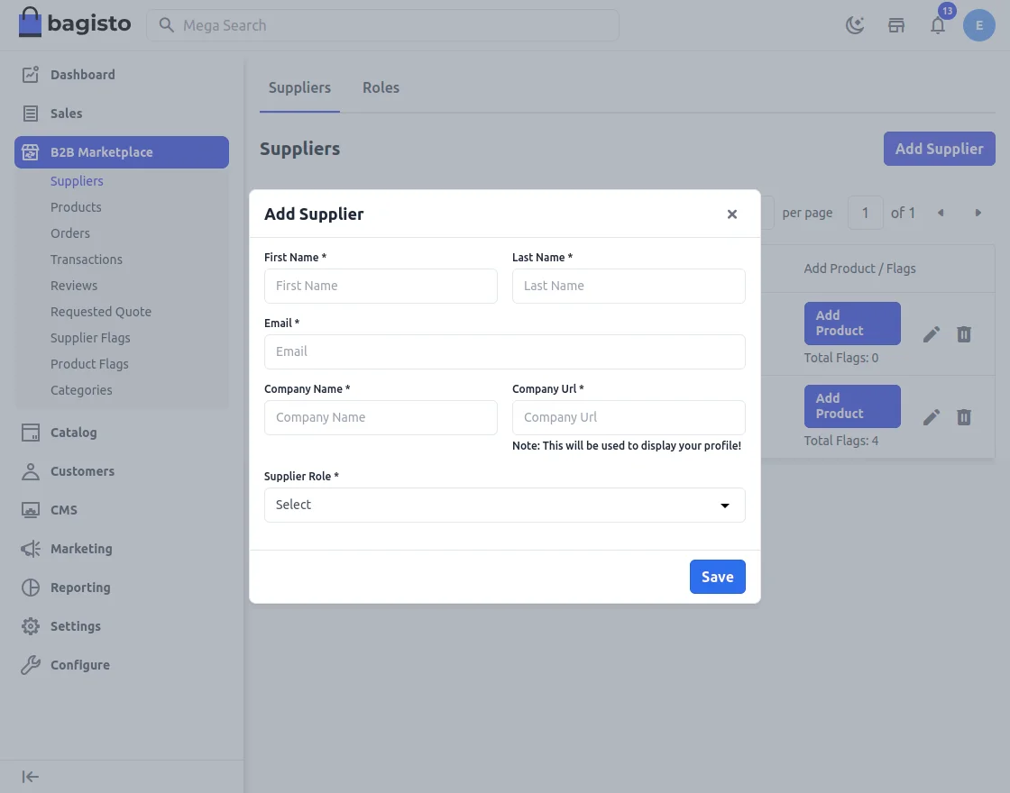 Laravel b2b mp add supplier