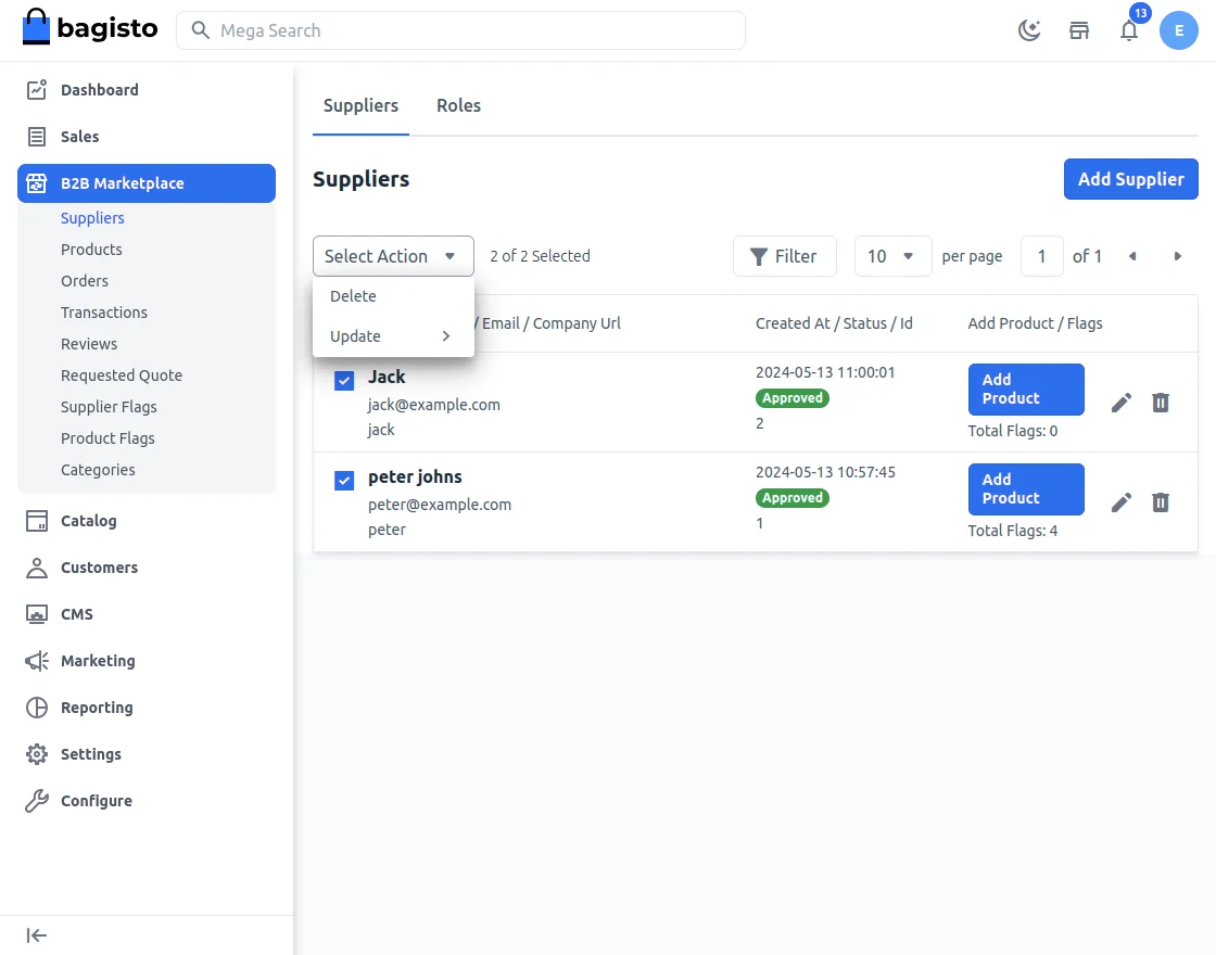 Laravel b2b mp bulk action