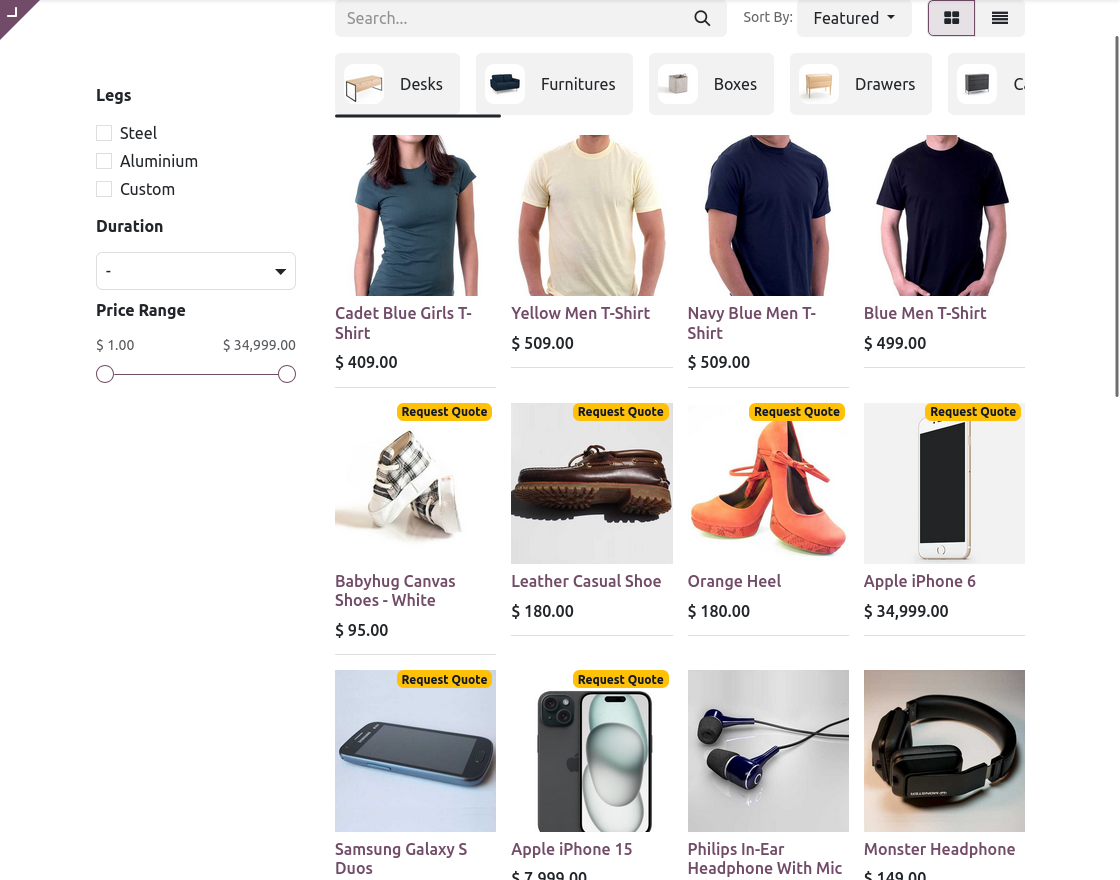 Click on Request Quote Option.