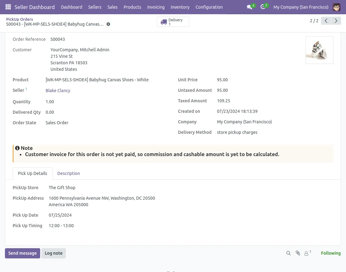 pickup details visible