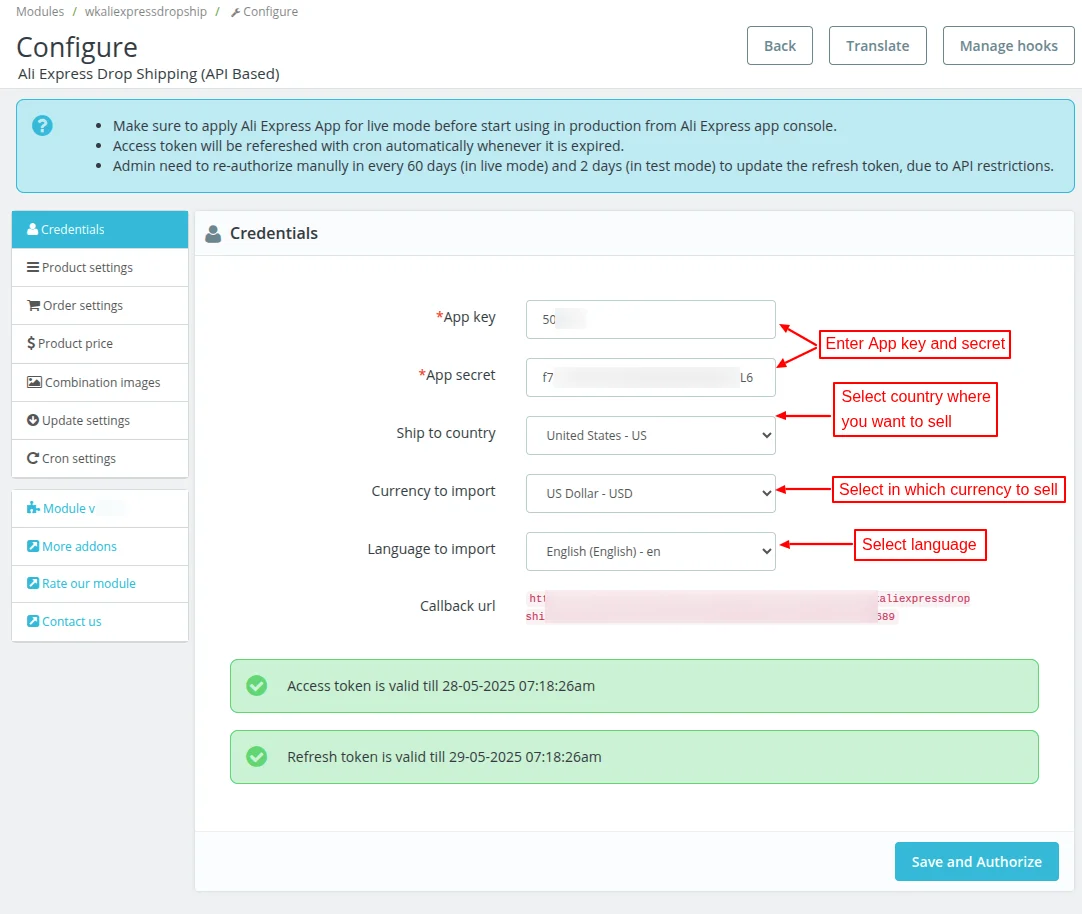 configuration settings