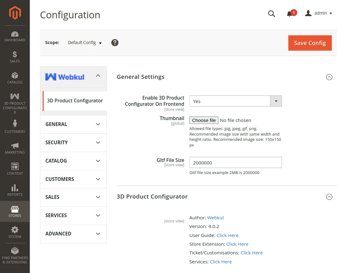 configuration settings