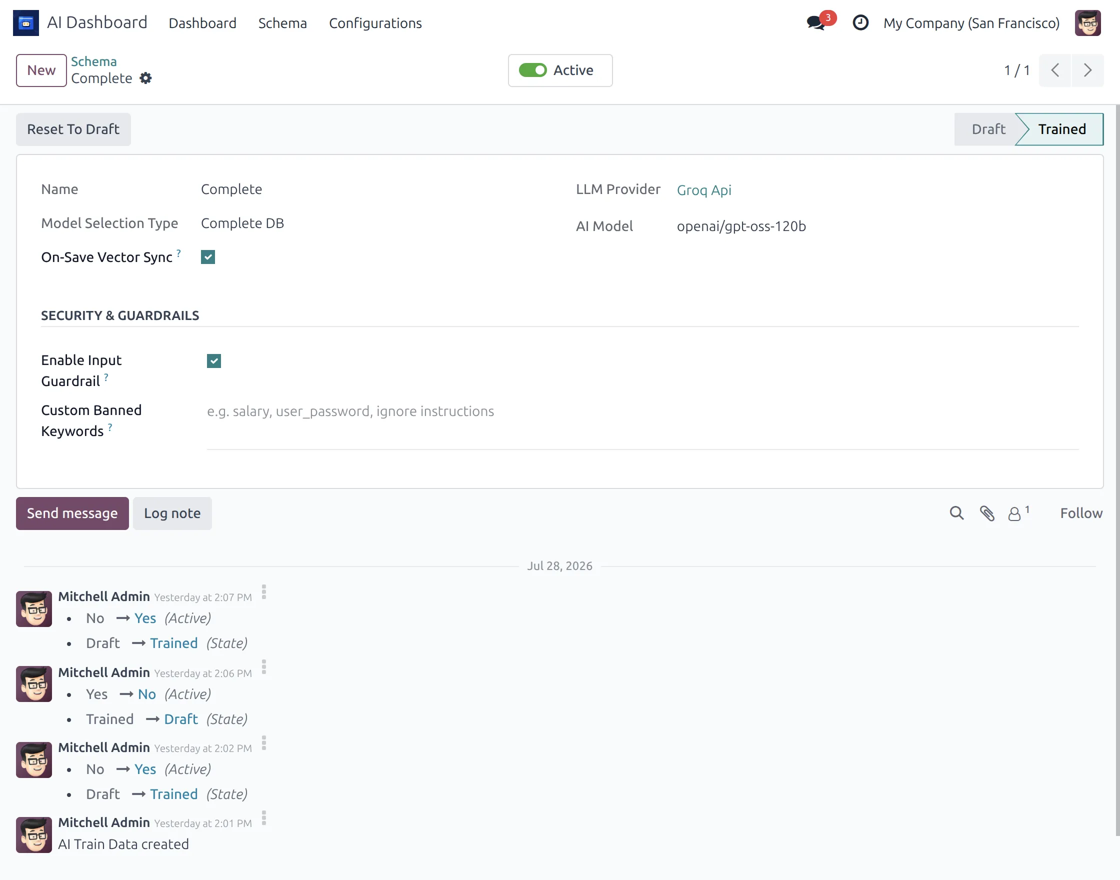 configure ai dashboard schema