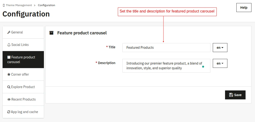Feature product carousel