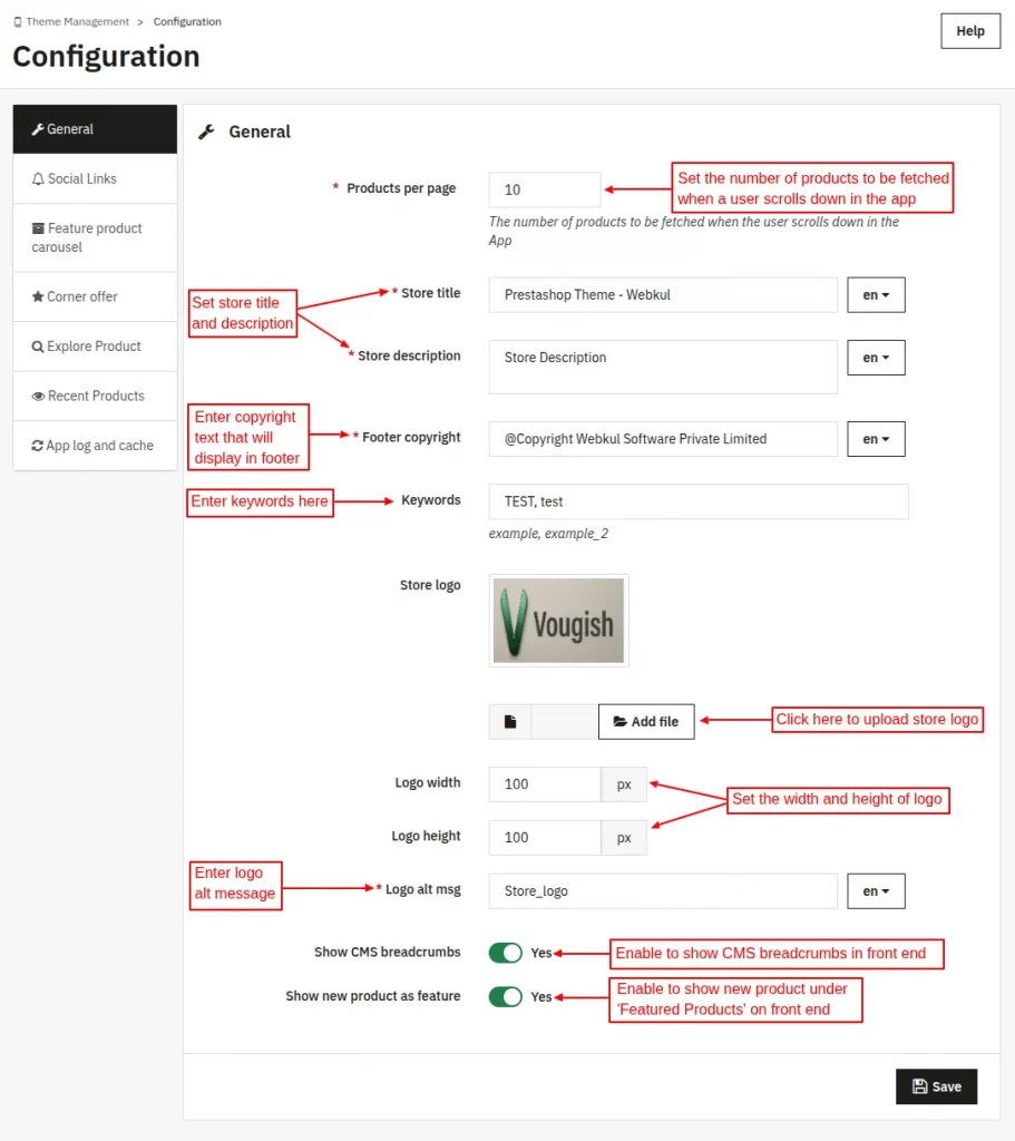 general settings