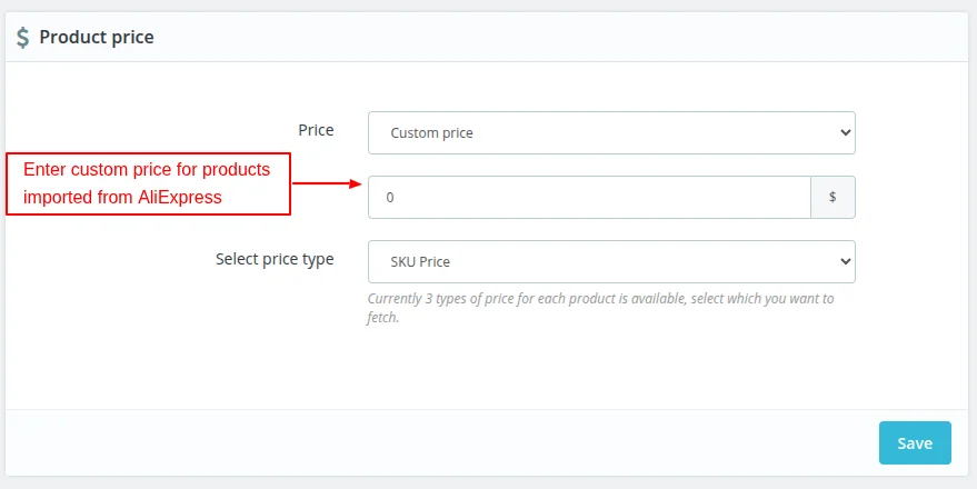 product price settings