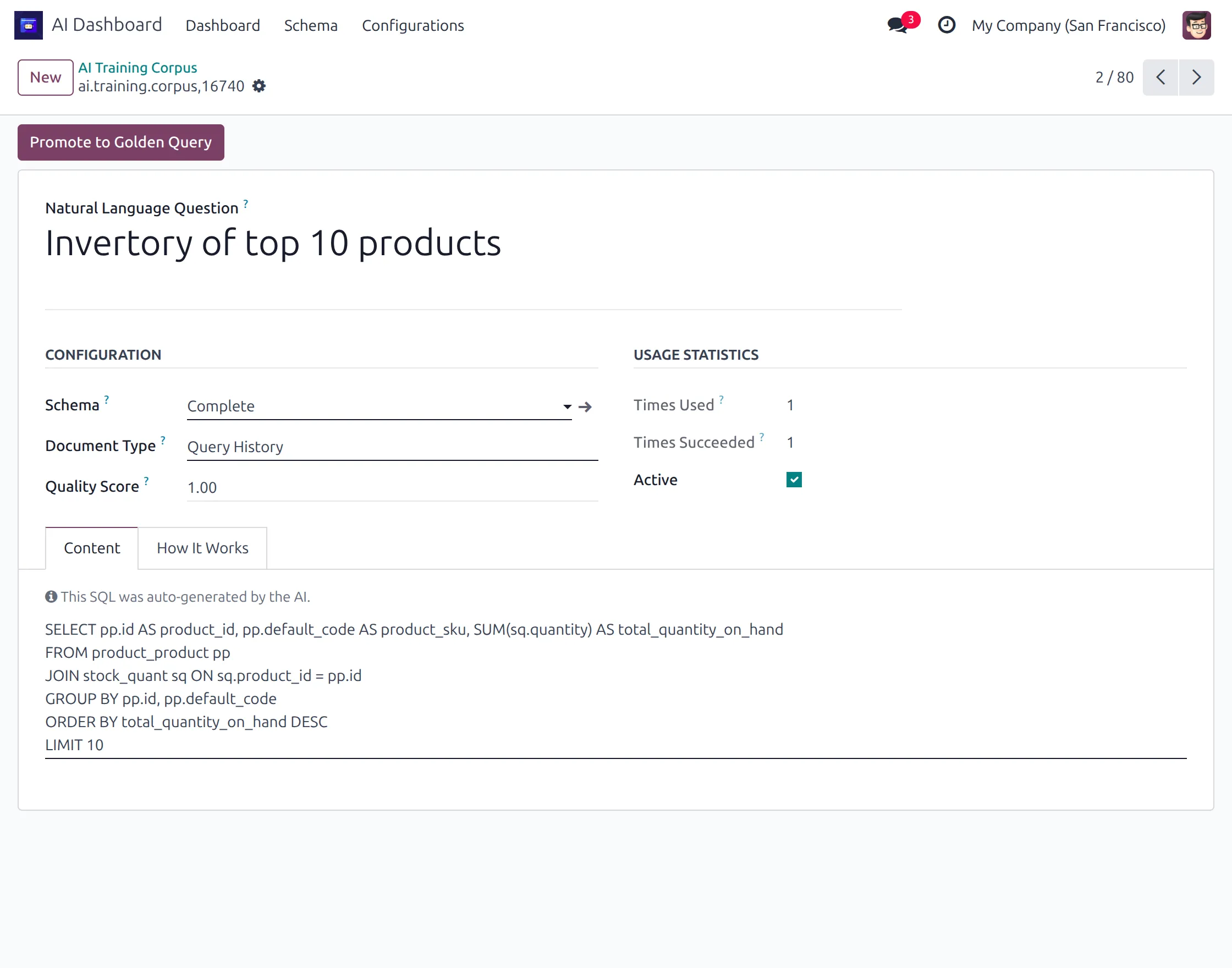 promote query to golden query