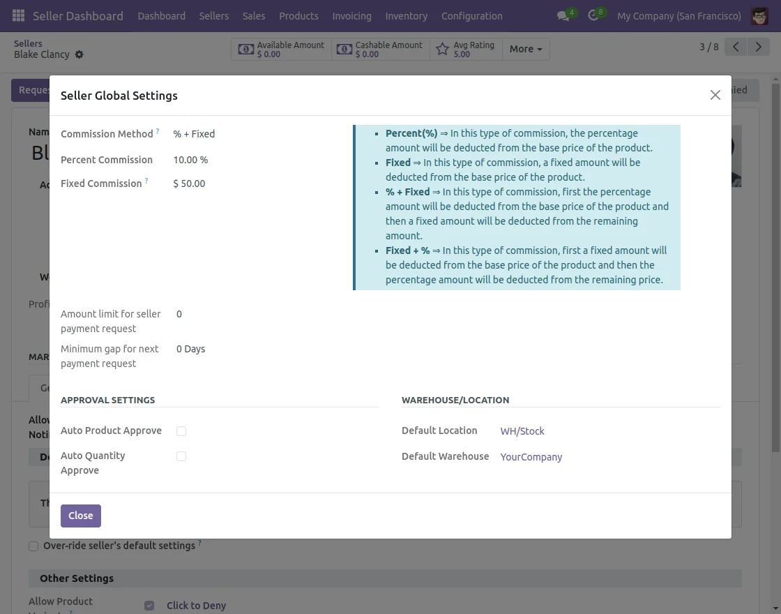 setting a custom commission method