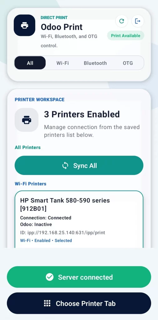 all connected printers in ios or android device