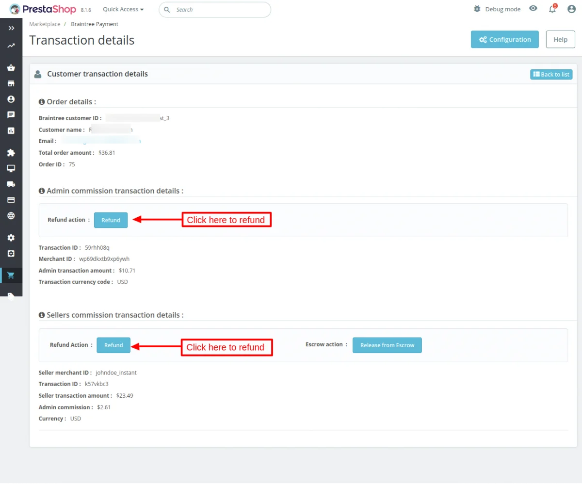 click here to refund